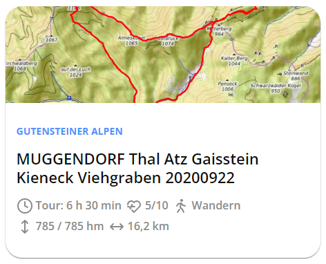Tour: Muggendorf Thal Atz Gaisstein Kieneck Viehgraben